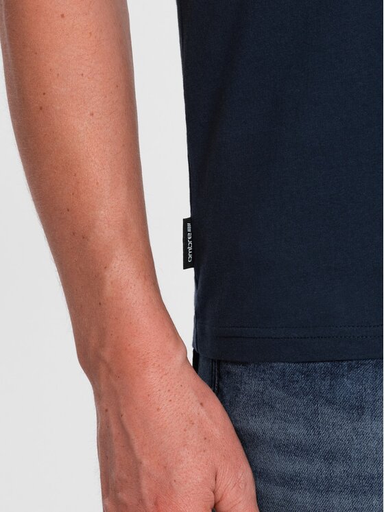 Ombre Ombre T-Shirt OM-TSBS-0146 Granatowy Fitting Fit