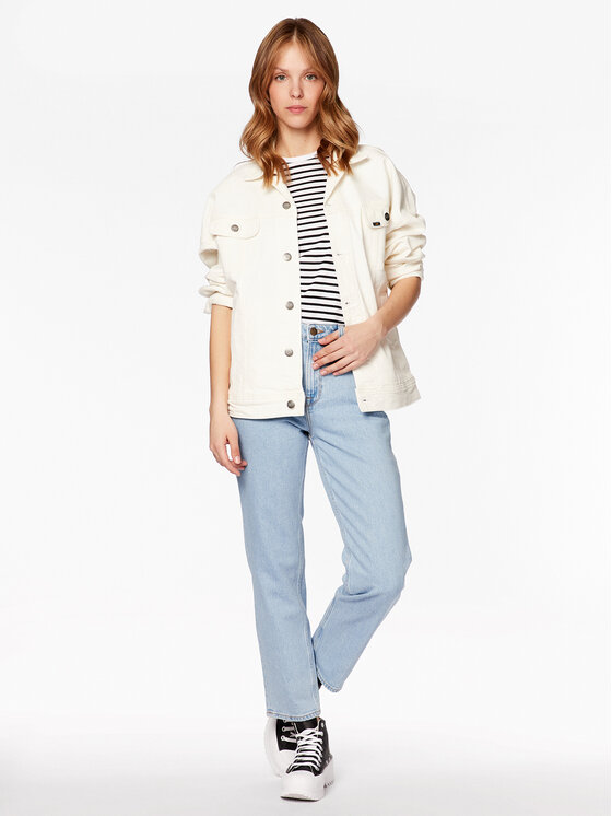 Lee Lee Kurtka jeansowa L56PGVA60 Biały Relaxed Fit