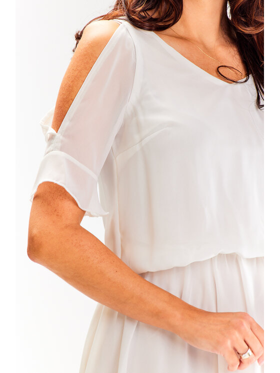 Awama Awama Sukienka letnia A656 Biały Basic Fit