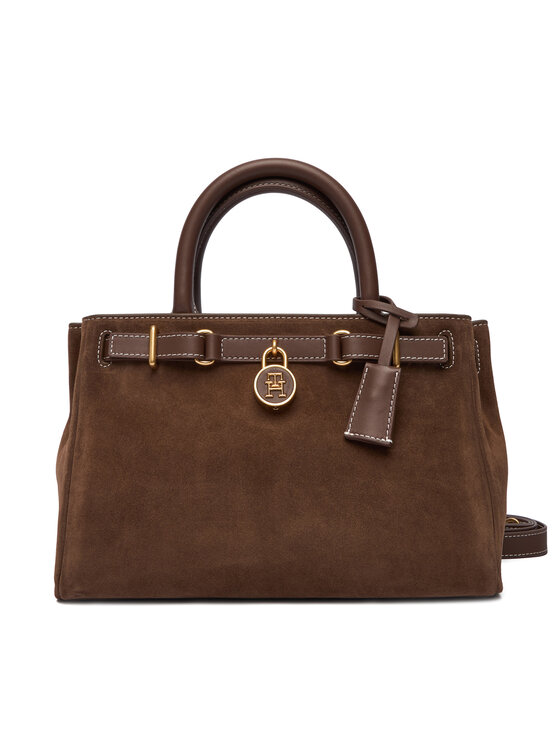 Tommy Hilfiger Tommy Hilfiger Τσάντα American Icon Mini Tote Suede Le AW0AW18202 Καφέ