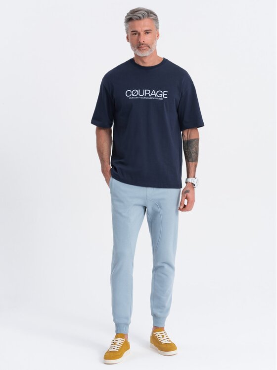 Ombre Ombre Joggers kalhoty OM-PABS-0173 Modrá Regular Fit