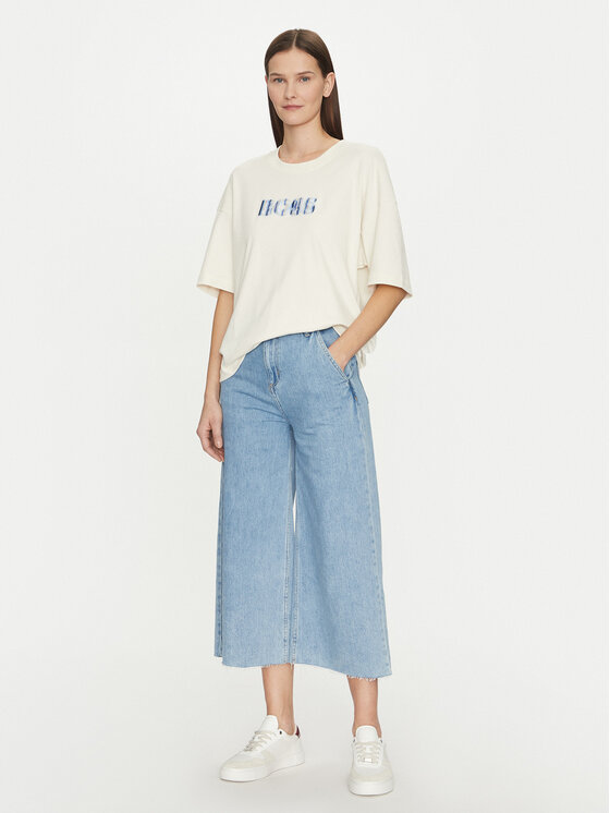 BOSS BOSS T-shirt 50532093 Krem Relaxed Fit