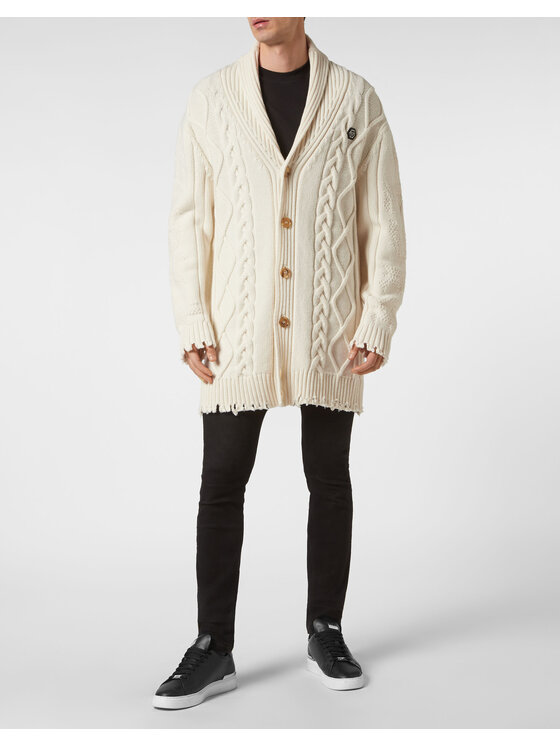 PHILIPP PLEIN PHILIPP PLEIN Kardigan 2423 Biały Regular Fit