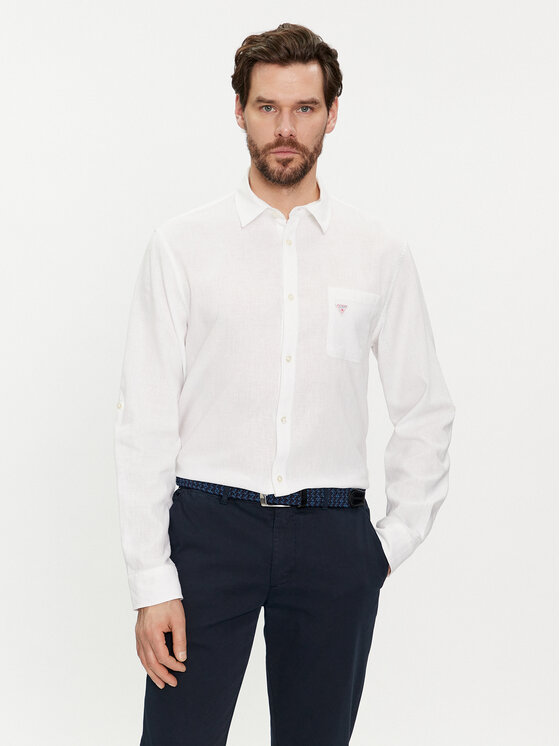 Guess Guess Cămașă F4GH00 WG3L0 Alb Regular Fit