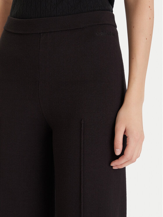 Calvin Klein Calvin Klein Strickhose LV044D368G Schwarz Wide Leg