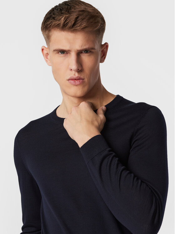 BOSS Boss Pulover Leno-P 50468239 Mornarsko modra Slim Fit