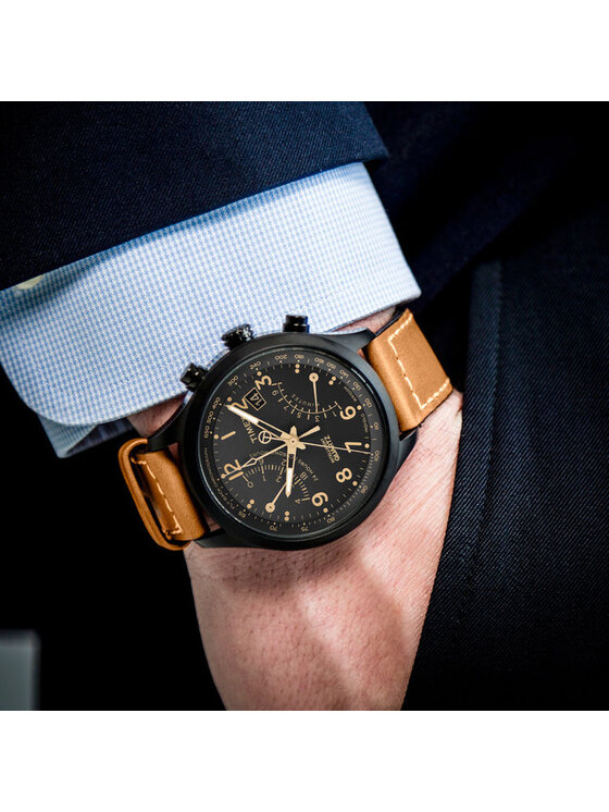 Timex Timex Zegarek T2N700 Brązowy