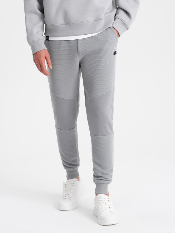 Ombre Ombre Spodnie dresowe OM-PASK-0127 Szary Regular Fit