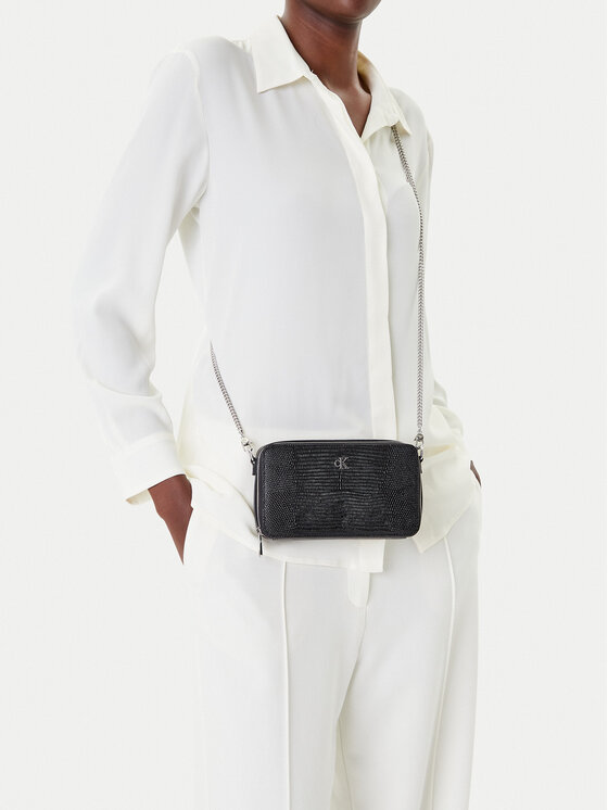 Calvin Klein Calvin Klein Torbica Lizard Embossed Lthr Mini Wallet LV04F1071G Crna