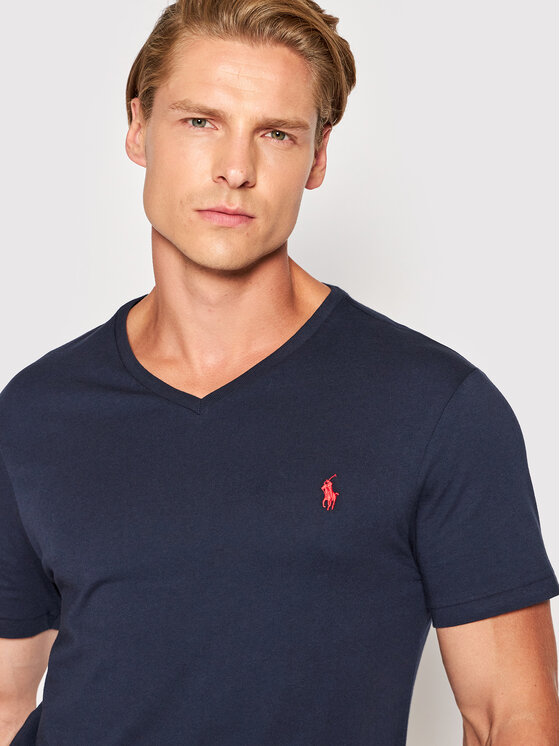 Polo Ralph Lauren Polo Ralph Lauren Marškinėliai 710671453091 Tamsiai mėlyna Custom Slim Fit