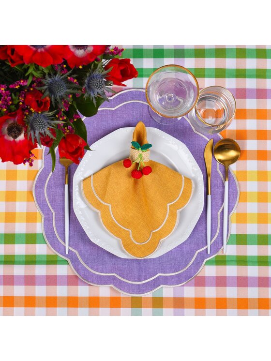 Roseberry Home Roseberry Home Obrączka na serwetki Rainbow Gingham Kolorowy