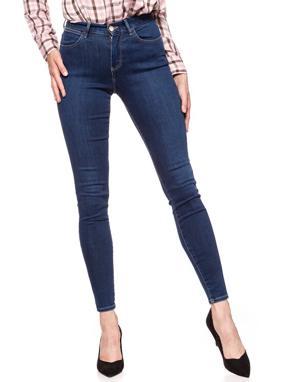 Wrangler Wrangler Jeansy HIGH SKINNY Niebieski Skinny Fit