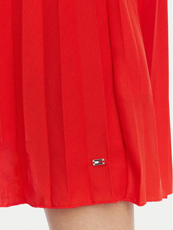 Tommy Hilfiger Tommy Hilfiger Kleid für den Alltag 1985 Pleated WW0WW49621 Rot Regular Fit