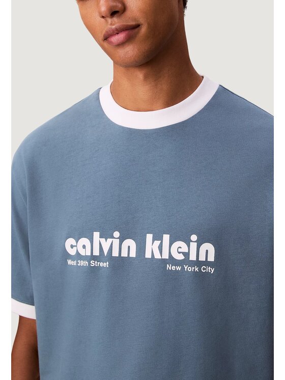 Calvin Klein Jeans Calvin Klein Jeans T-Shirt SS RETRO LOGO RINGER Μπλε Casual Fit