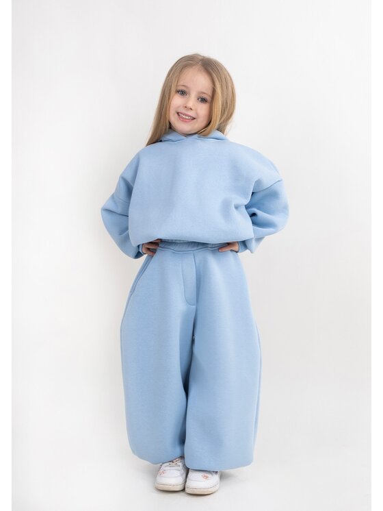 DKaren Sport DKaren Sport Komplet bluza i spodnie materiałowe DK-K-B27 Kids Niebieski jasny Balloon Fit