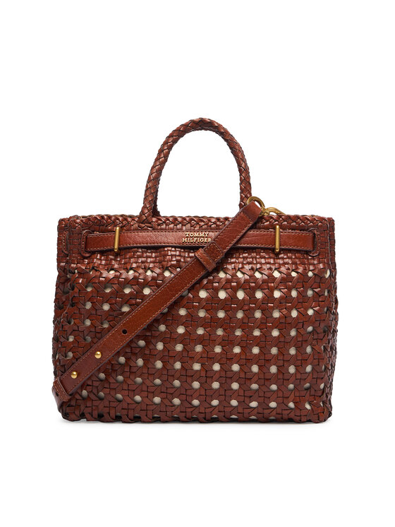 Tommy Hilfiger Tommy Hilfiger Torbica American Icon Mini Tote Braided AW0AW18734 Smeđa