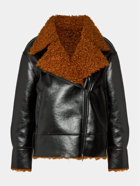 Sisley Sisley Куртка зі штучної шкіри 2PMPLN036 Чорний Oversize