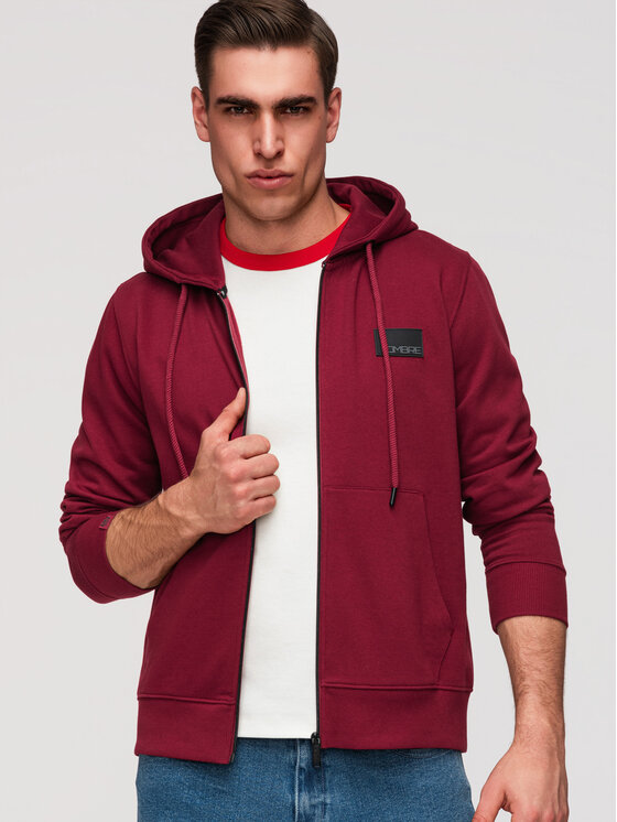 Ombre Ombre Mikina OM-SSZP-0256 Červená Regular Fit