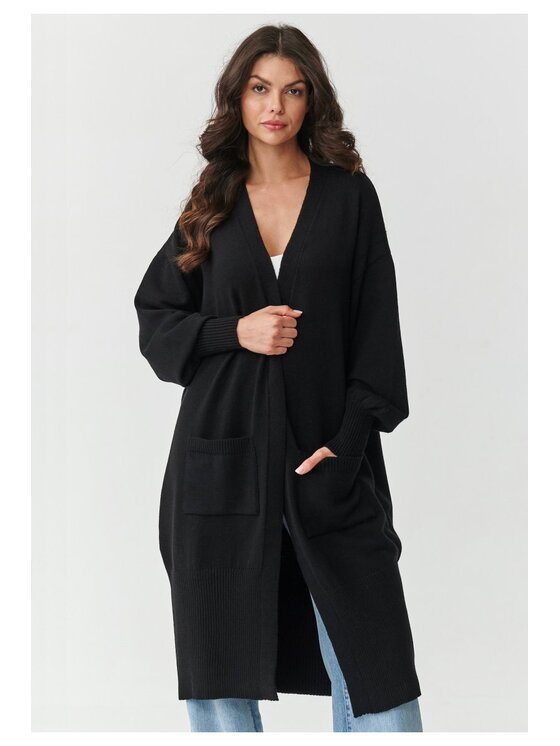 Makadamia Makadamia Kardigan S167 Czarny Loose Fit