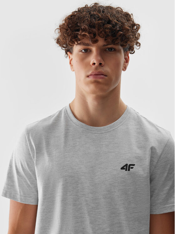 4F 4F T-Shirt 4FWSS24TTSHM1154-27M Szary Regular Fit