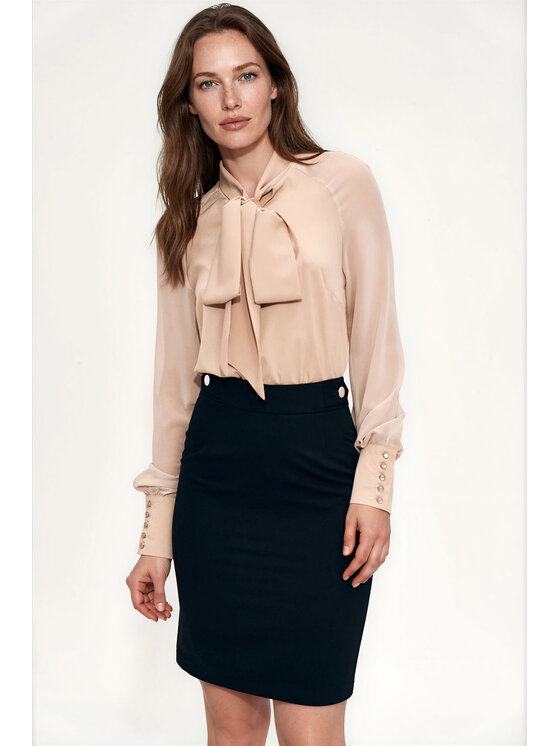 NIFE NIFE Bluzka B240 Beżowy Relaxed Fit