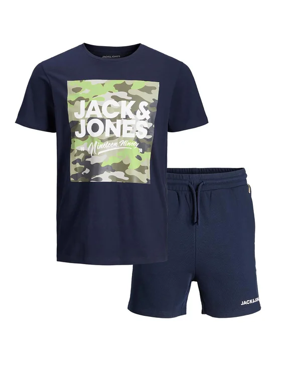 Jack&Jones Junior Set aus T-Shirt und Sportshorts 12235343 Dunkelblau Regular Fit