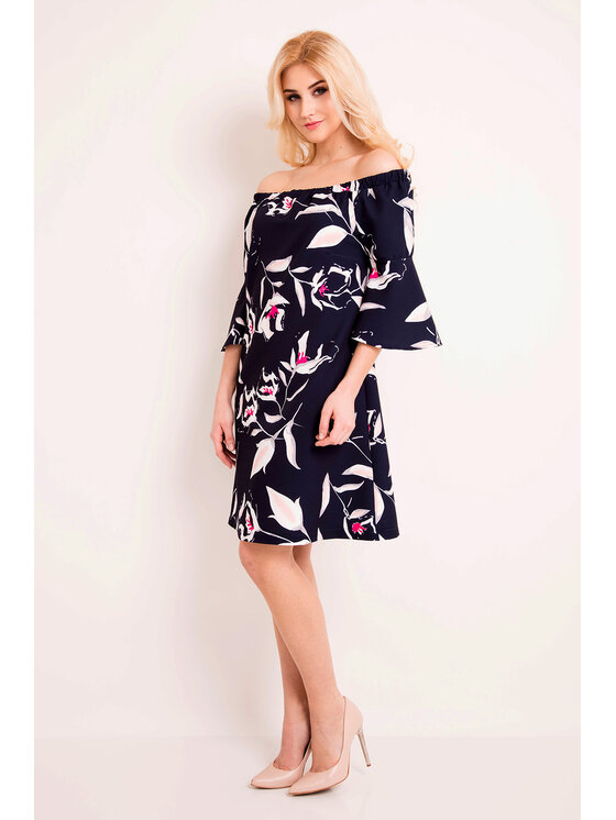 Awama Awama Sukienka letnia L036 Granatowy Basic Fit