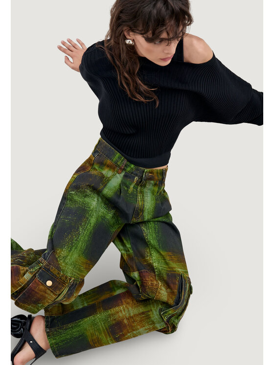 Desigual Desigual Παντελόνι chino PANT_GREEN CHECKS_LAC Πράσινο Casual Fit