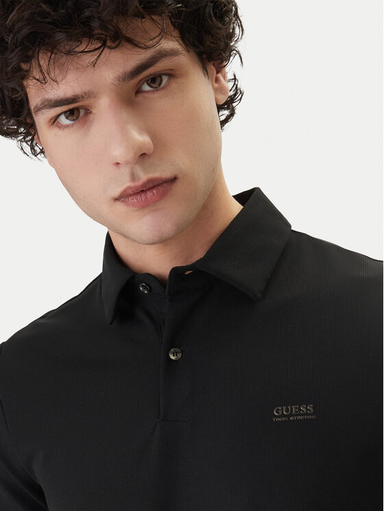 Guess Guess Tricou polo M6RP02 KD202 Negru Slim Fit