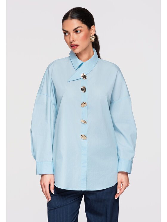 Ombre Ombre Koszula OW-SH-E0014 Niebieski Oversize