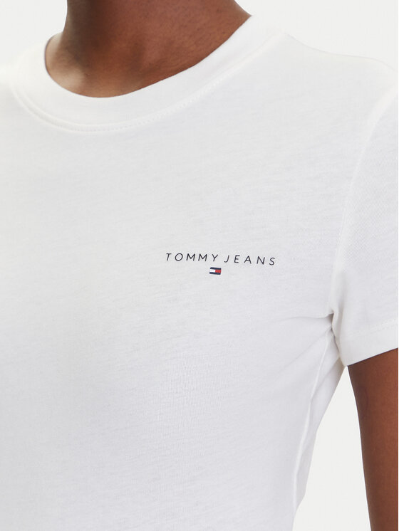 Tommy Jeans Tommy Jeans Marškinėliai Linear DW0DW21164 Écru Slim Fit