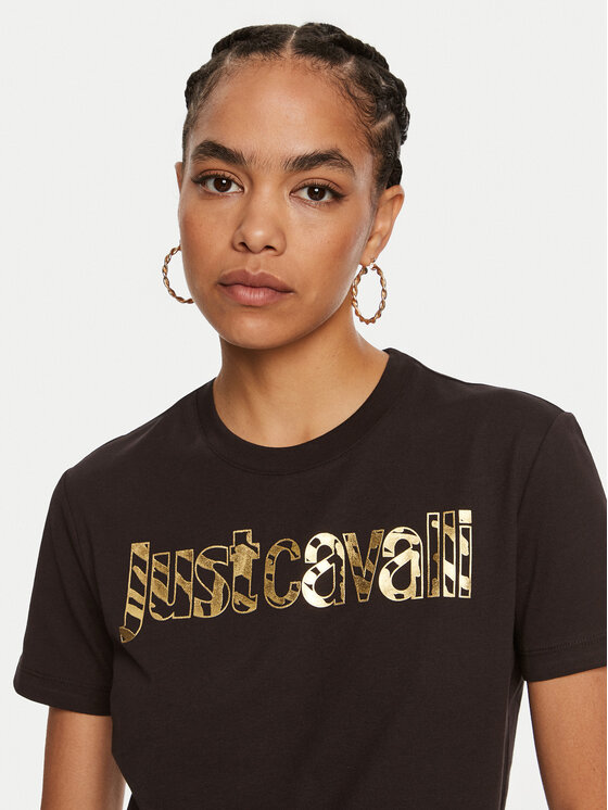 Just Cavalli Just Cavalli Marškinėliai 77PAHT03 Juoda Slim Fit