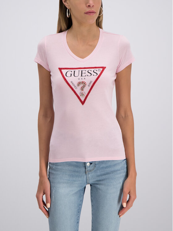 Guess Guess T-shirt W93I56 JA900 Rose Slim Fit