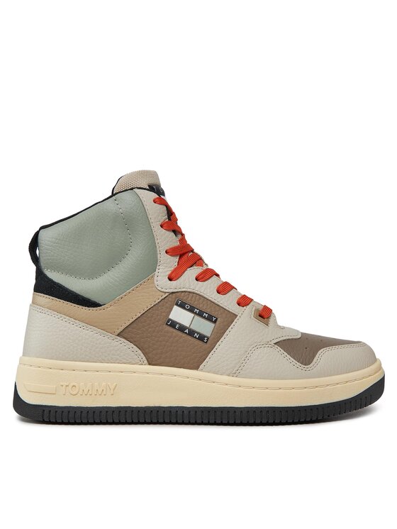 Tommy Jeans Snīkeri Tjm Basket Mid Leather EM0EM01258 Bēšs