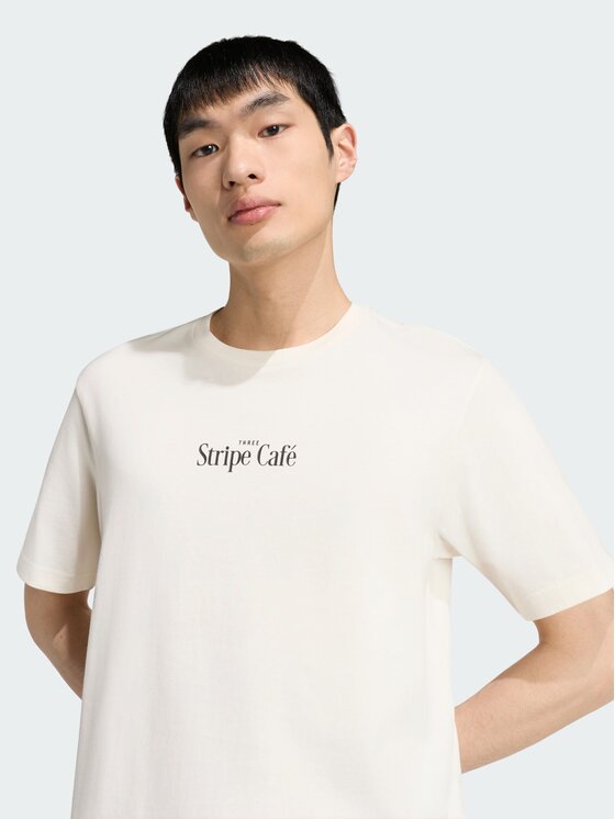 adidas adidas T-Shirt COFFEE CAFE DONUT BAG GRAPHIC Kremowy Regular Fit
