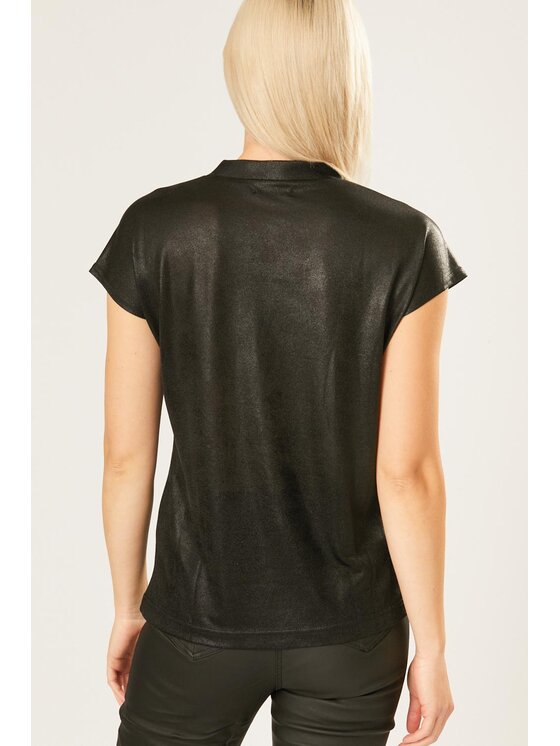 QUIOSQUE QUIOSQUE Halenka TIE BLOUSE Černá Regular Fit