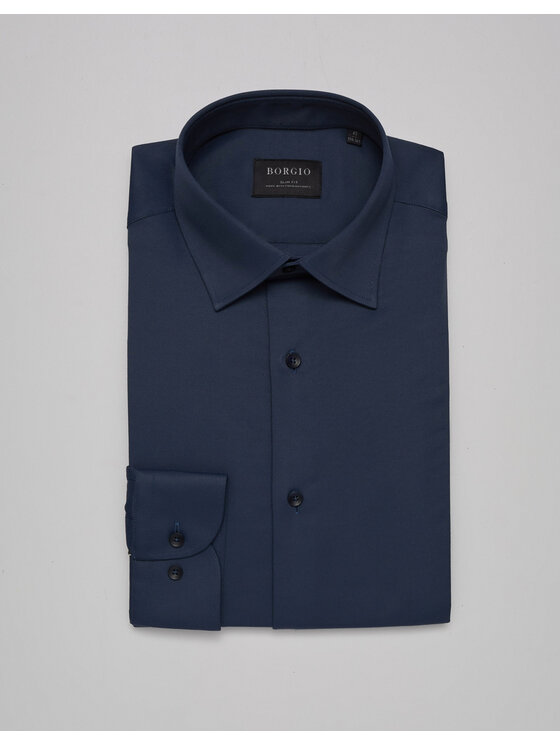 Borgio Borgio Koszula lumia Granatowy Slim Fit
