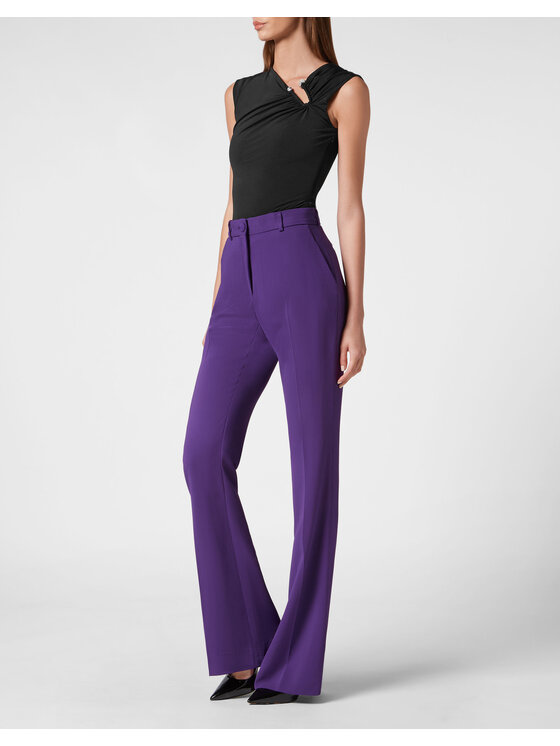 PHILIPP PLEIN PHILIPP PLEIN Spodnie materiałowe 6519 Fioletowy Flare Fit