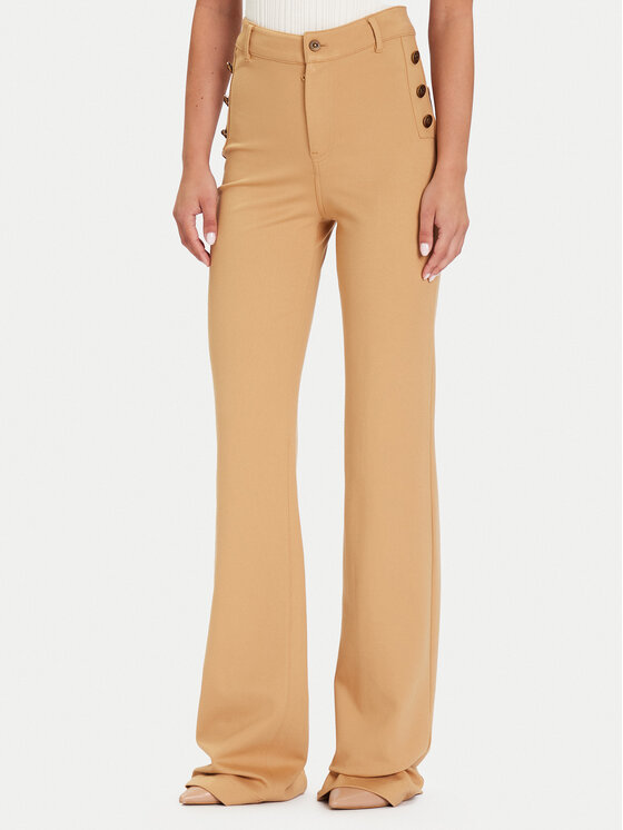 Guess Guess Bavlnené nohavice W5BB16 KCMU2 Béžová Flare Fit