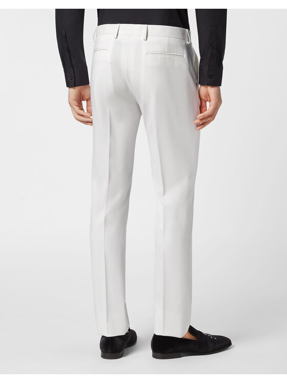 PHILIPP PLEIN PHILIPP PLEIN Bavlnené nohavice 1931 Biela Regular Fit