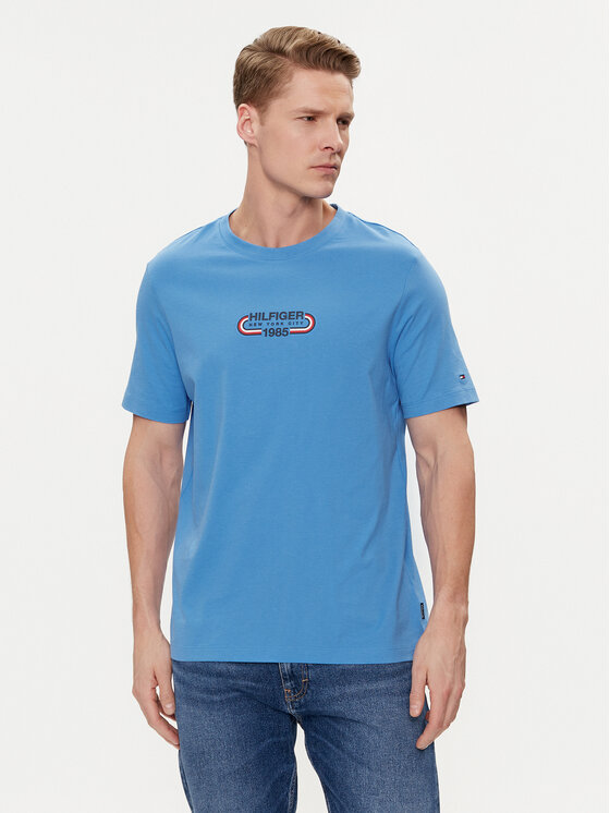 Tommy Hilfiger Tričko Track Graphic MW0MW34429 Modrá Regular Fit