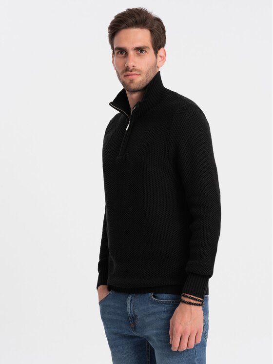 Ombre Ombre Svetr OM-SWZS-0105 Černá Regular Fit