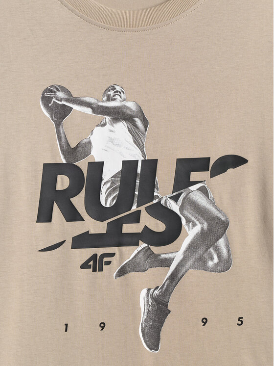 4F 4F T-Shirt ESSENTIALS Beżowy Loose Fit