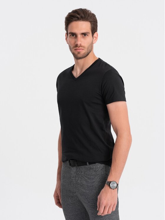 Ombre Ombre T-Shirt OM-TSBS-0145 Černá Classic Fit