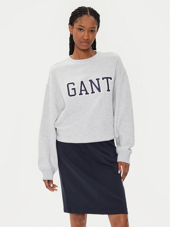 Gant Mikina Logo 4200840 Sivá Relaxed Fit