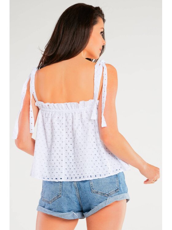Awama Awama Bluzka A436 Biały Basic Fit