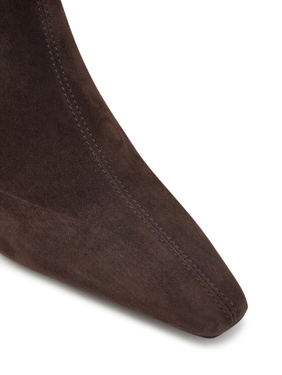 Tommy Hilfiger Tommy Hilfiger Čizme Kitten Heel Suede Ankle Boot FW0FW09670 Tamno smeđa