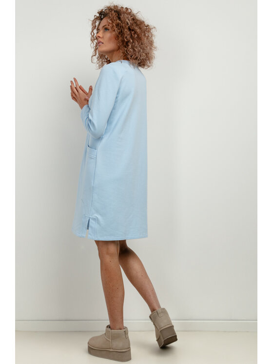 Tessita Tessita Sukienka dzianinowa T412/5/XS-S Niebieski Relaxed Fit