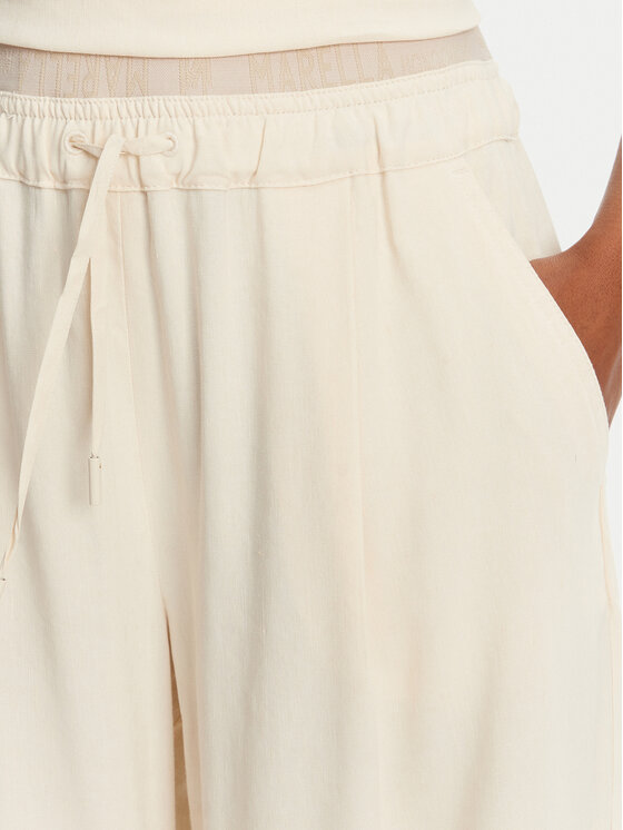 Marella Marella Bavlnené nohavice Fred 2513131085 Écru Wide Leg