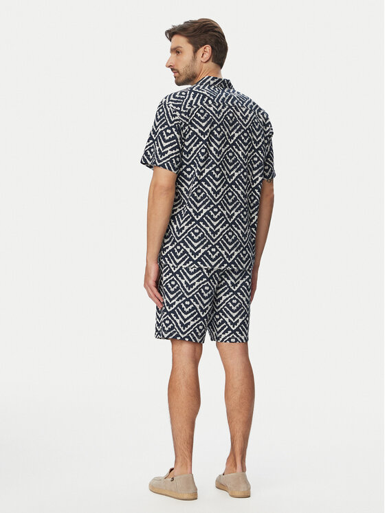 Jack & Jones Jack & Jones Sada košile a sportovní šortky Milo Seersucker Resort 12297829 Tmavomodrá Loose Fit